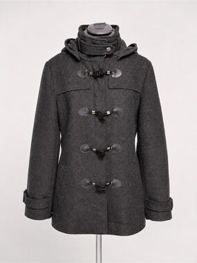 BCBGeneration M Dark Gray Hooded Toggle Coat Gothic Military Equestrian